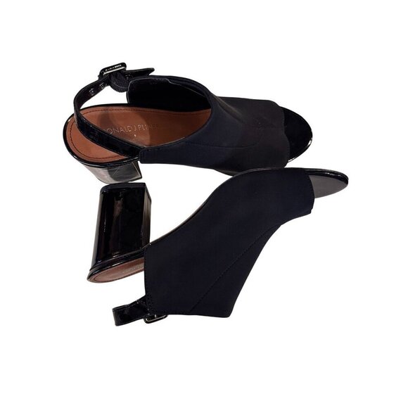 Donald J Pliner Black Block Heel Open Toe Slingback Sandals Womens Size 8.5 - Picture 7 of 10